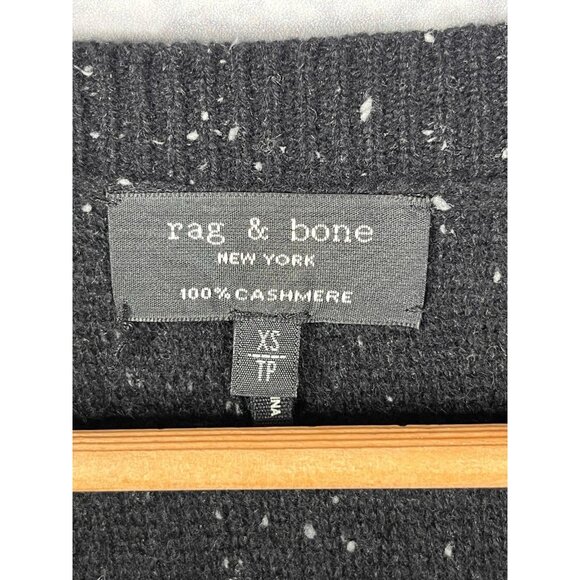 RAG & BONE Women's Black White Speckled Cashmere V-Neck Cardigan Sweater XS - Picture 3 of 5